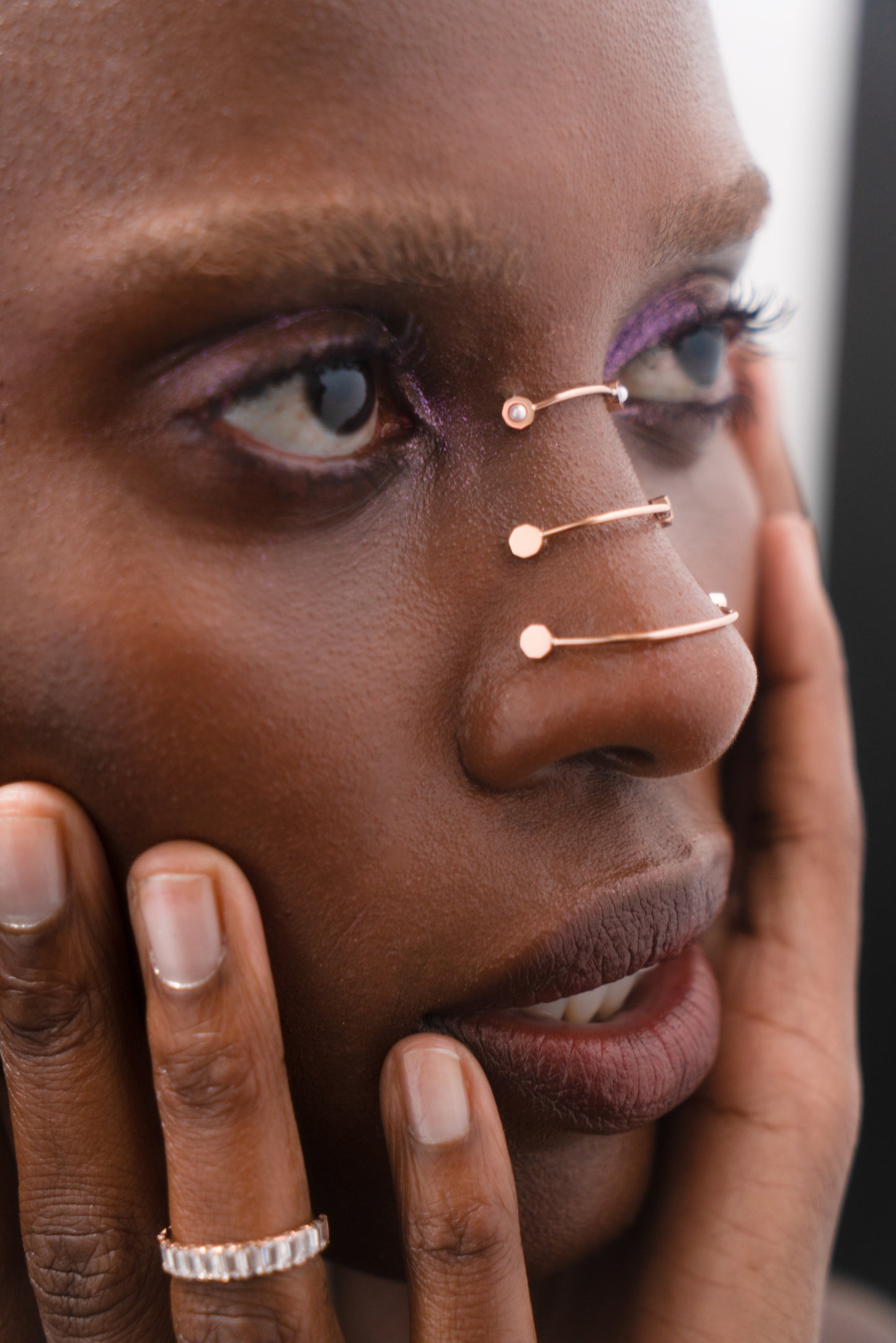 Blush Pearl Nose Bridge Cuff - Rose Gold