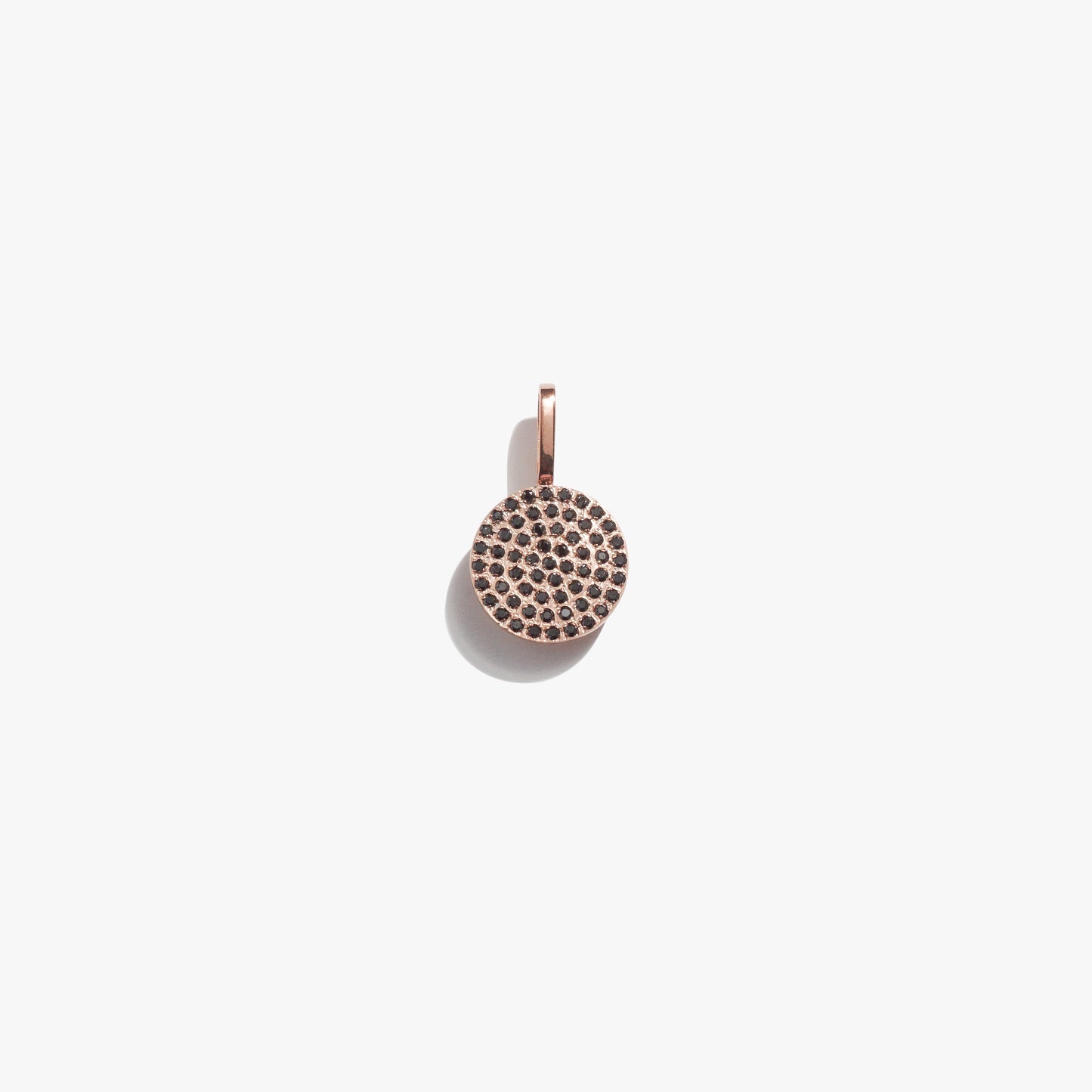 Black Diamante Circle Pendant - Rose Gold