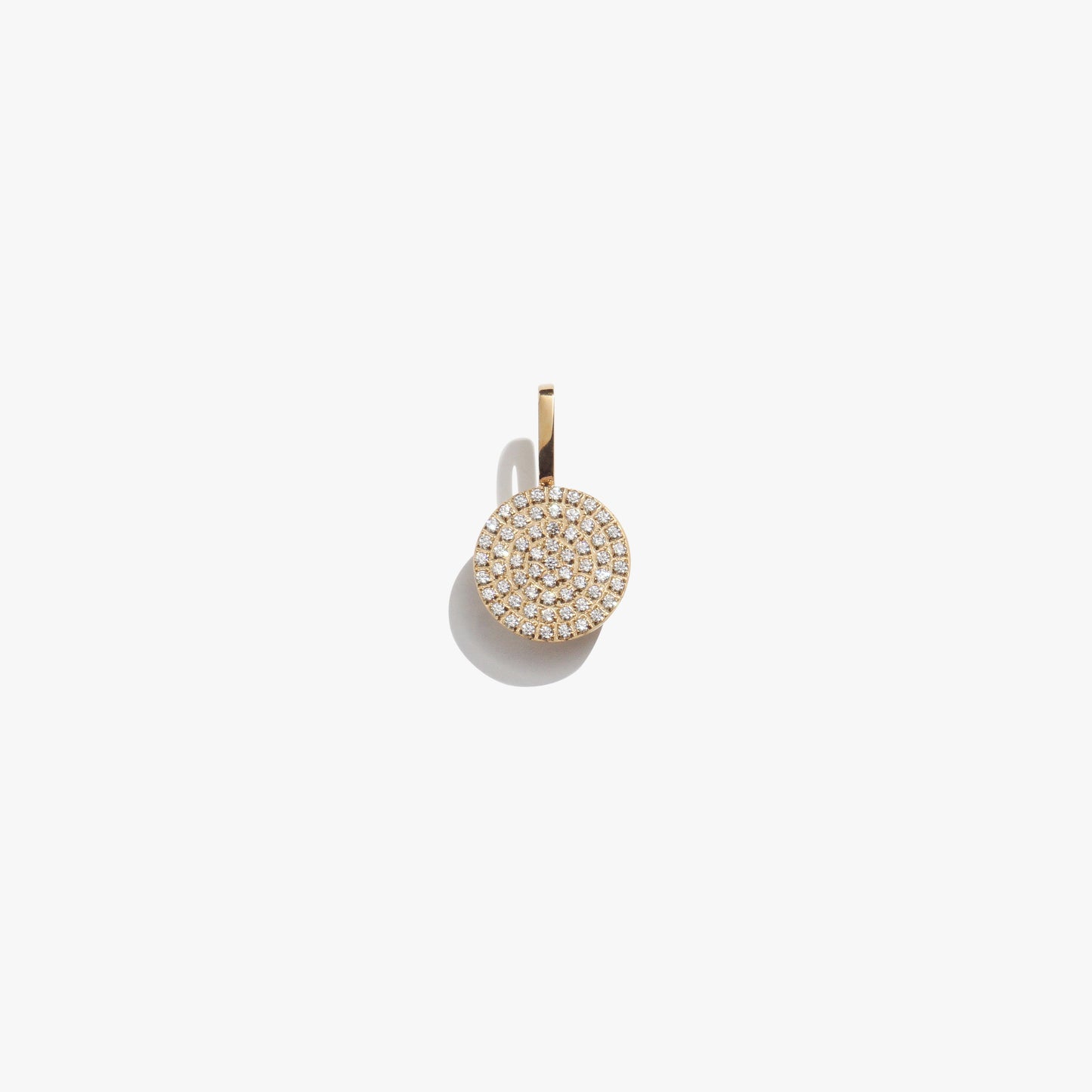 White Diamante Circle Pendant - Gold