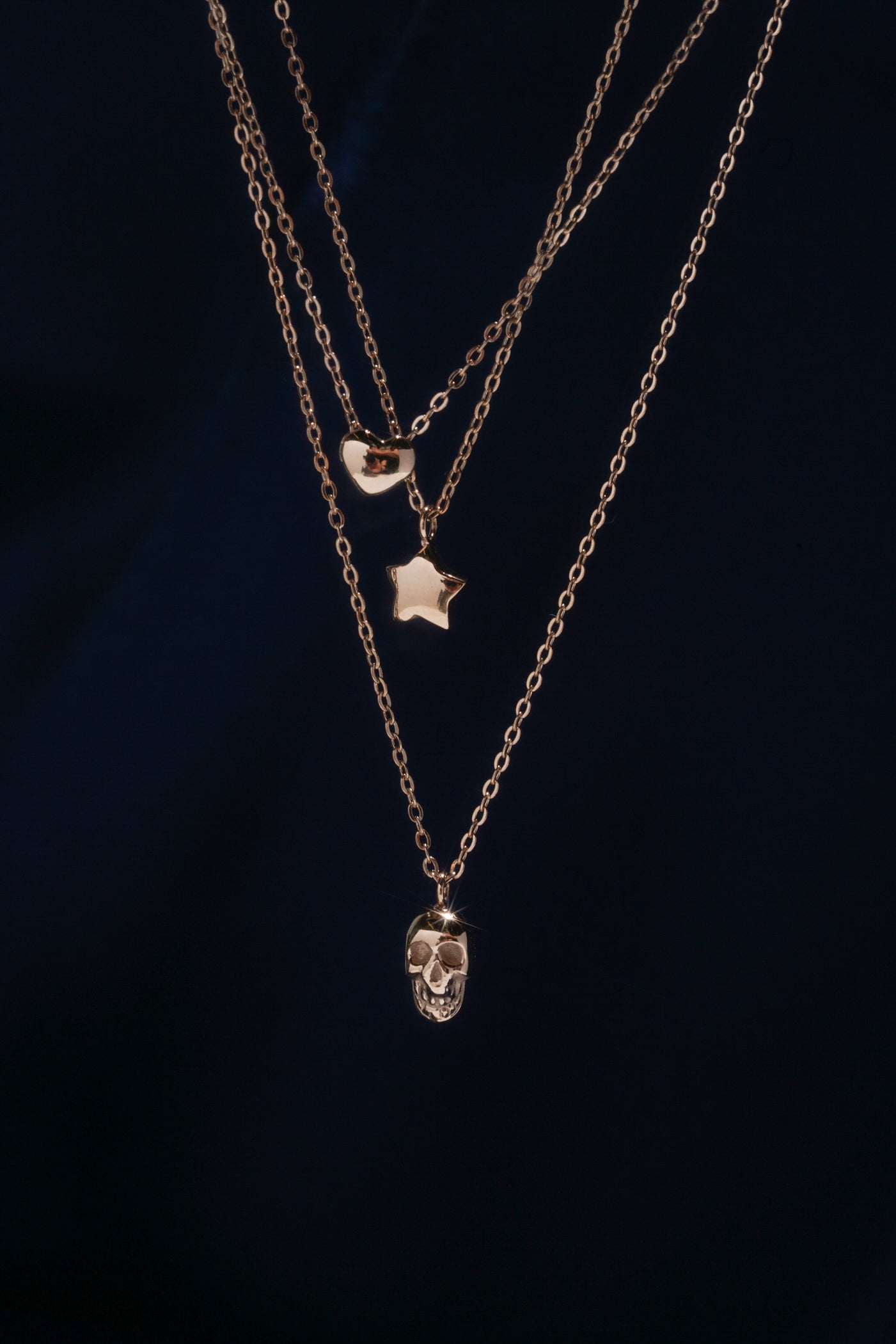 Rose gold skull necklace store