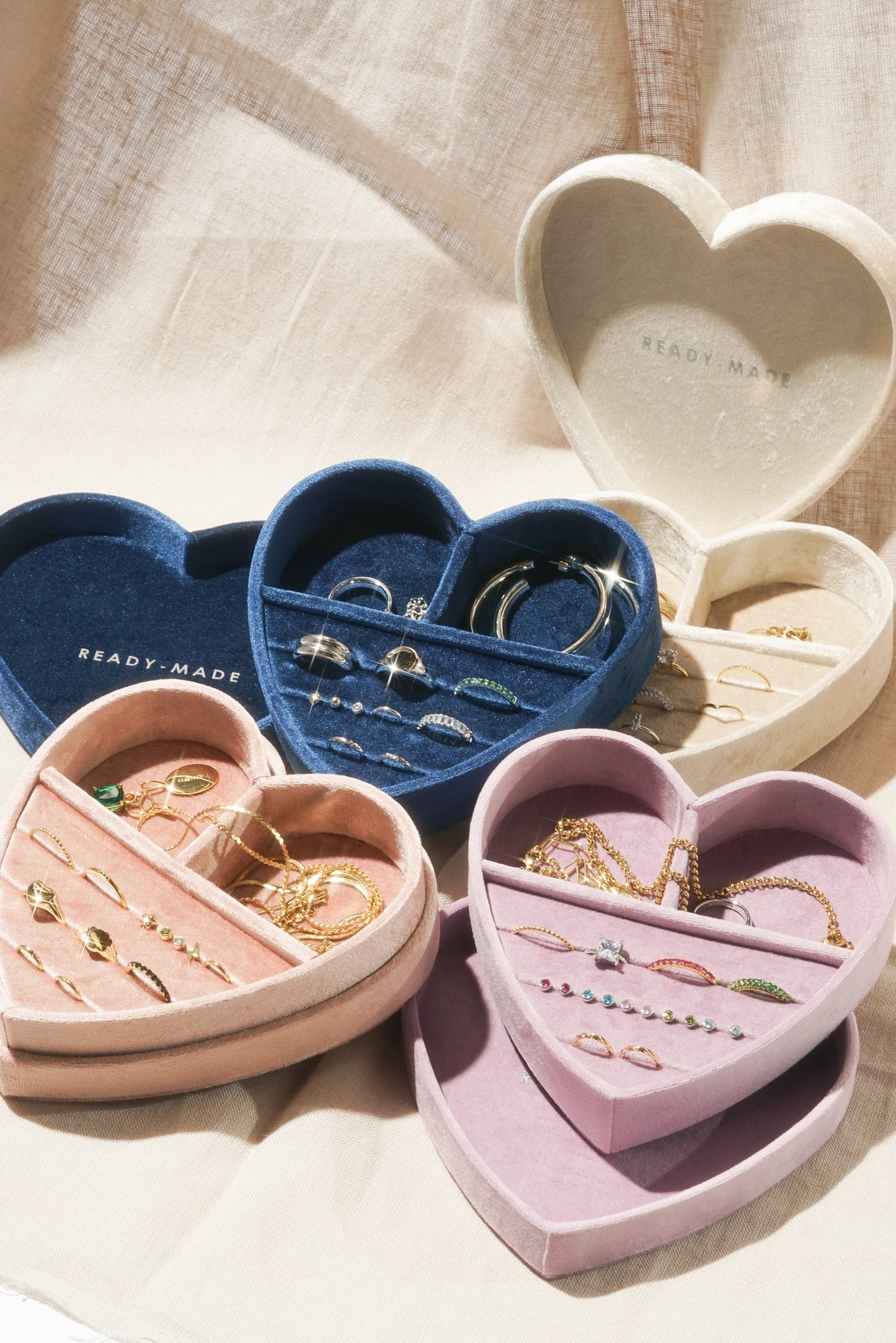 Heart Jewelry Box With Lid - Custard
