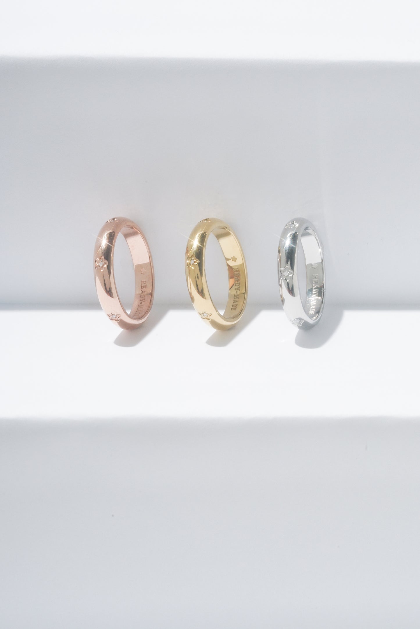 gold, silver, rose-gold