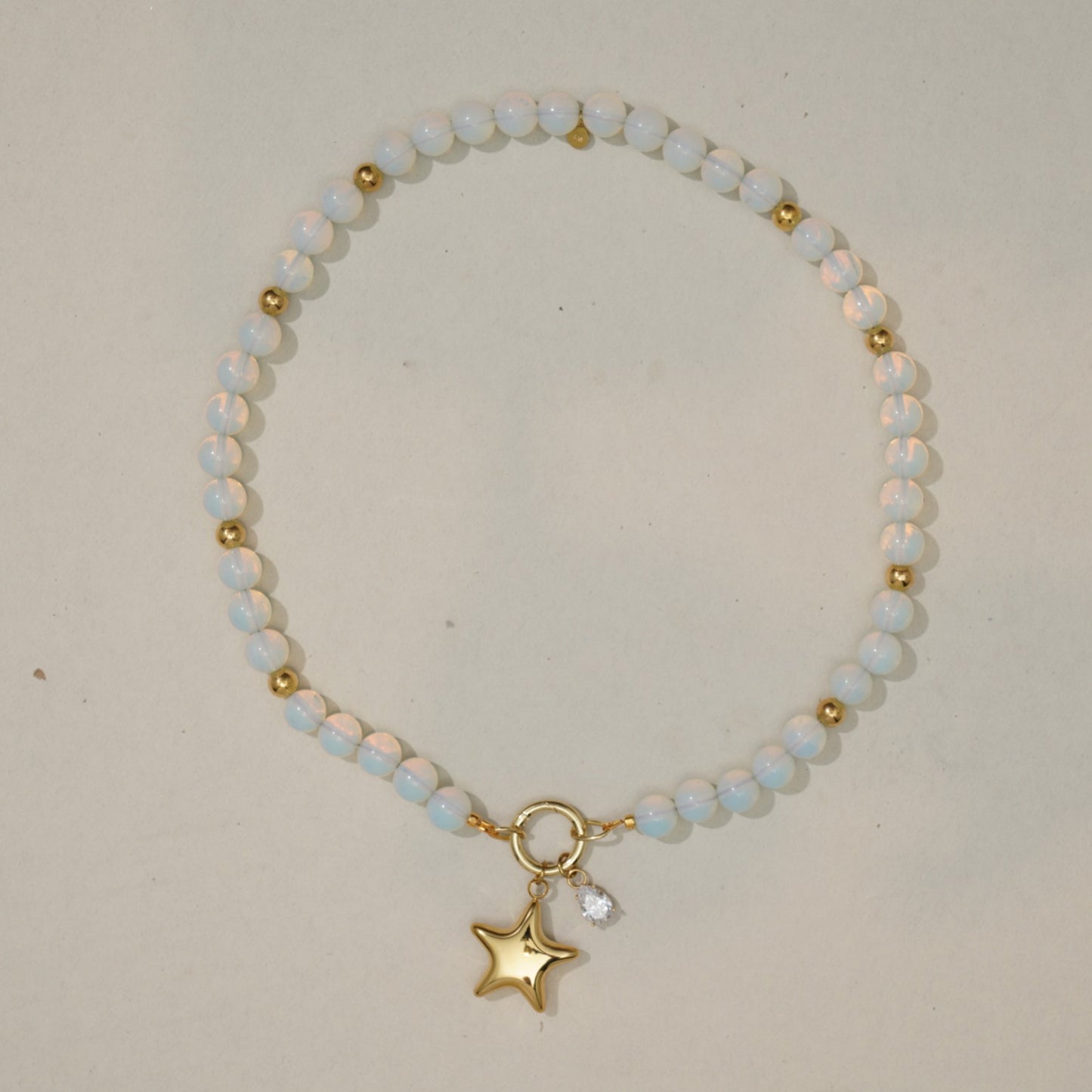 Ceiling Star one of a kind beaded necklace, full view