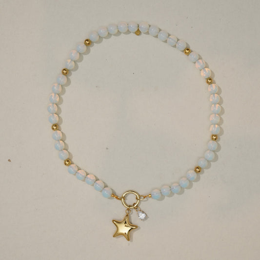 Ceiling Star one of a kind beaded necklace, full view
