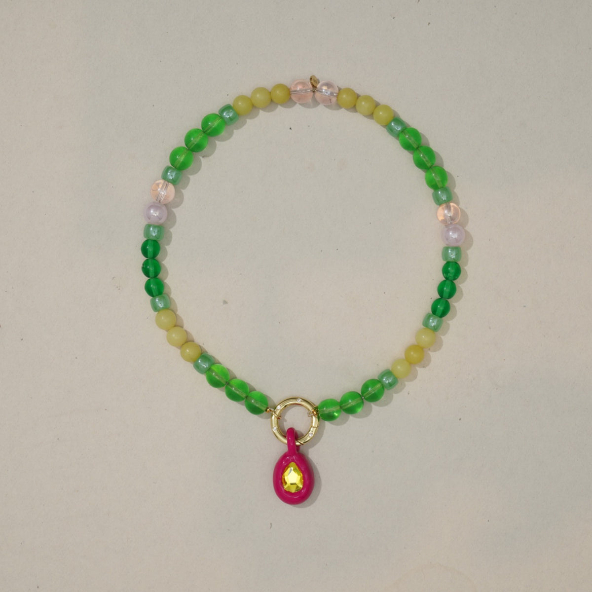 Gumball one of a kind beaded necklace, full view