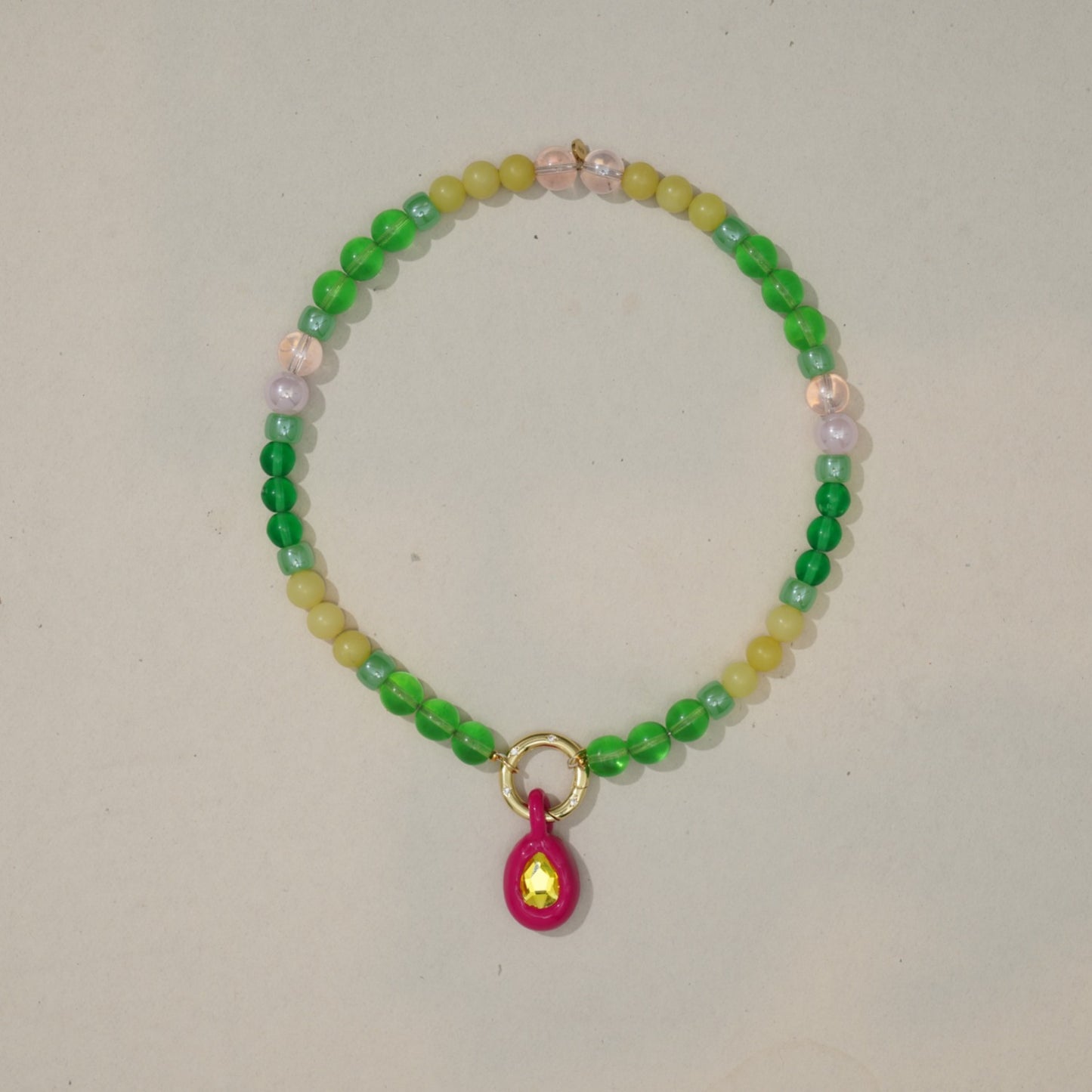 Gumball one of a kind beaded necklace, full view