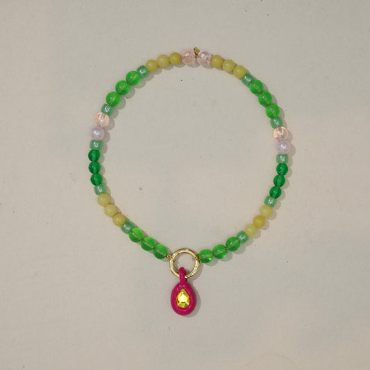 Gumball one of a kind beaded necklace, full view