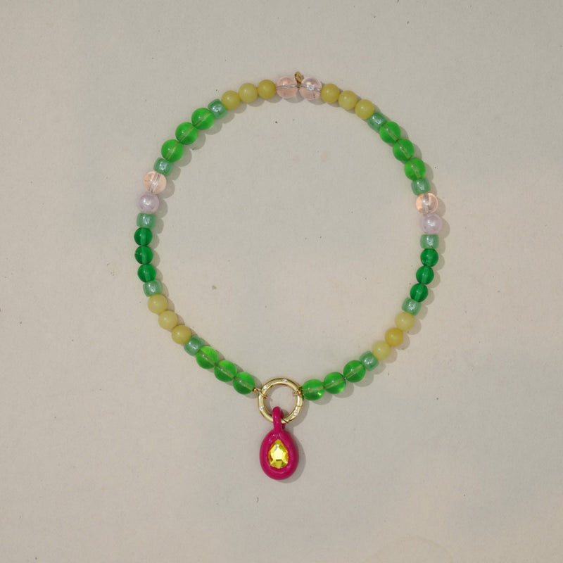 Gumball one of a kind beaded necklace, full view