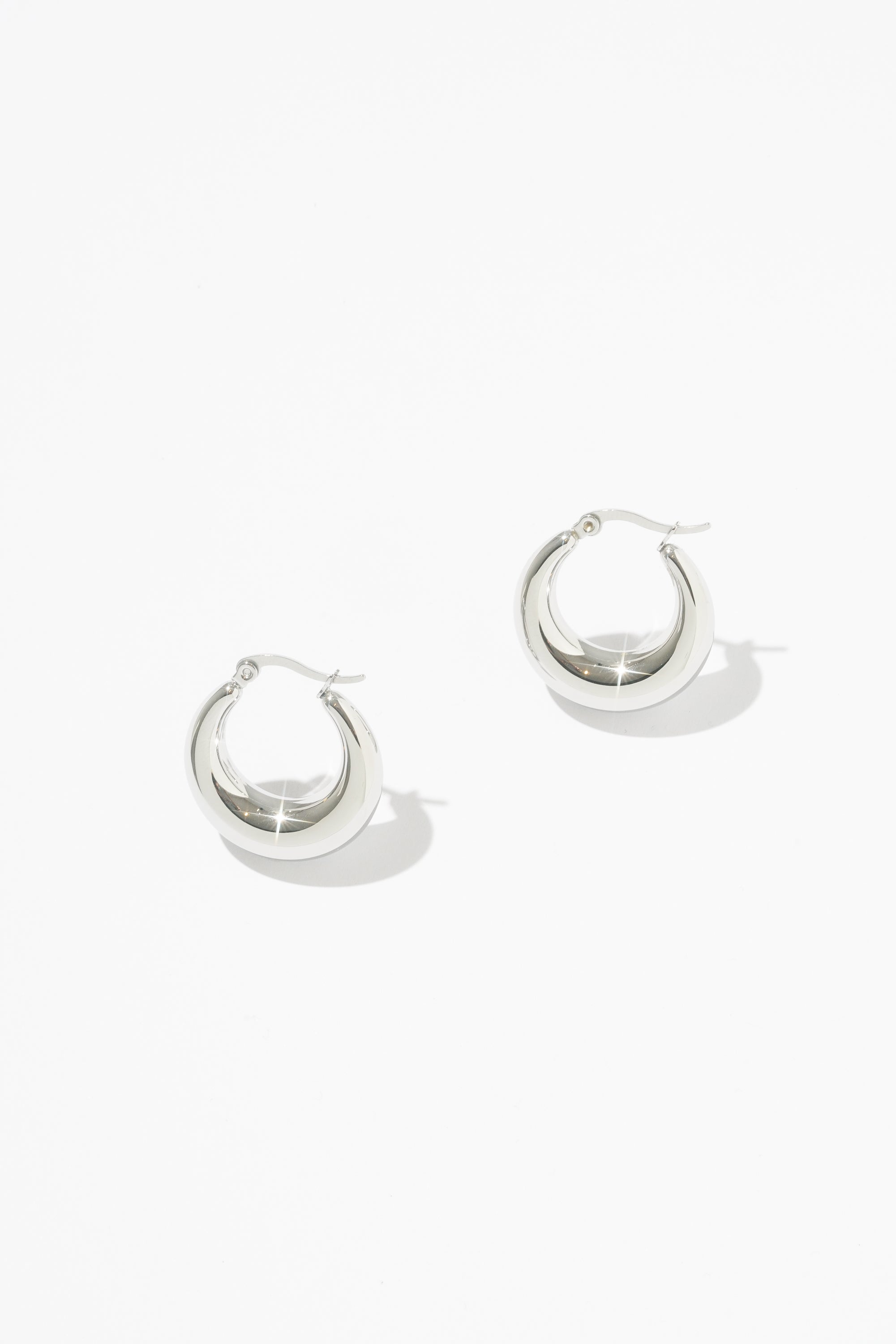 Crescent Stone Hoop-Pearl