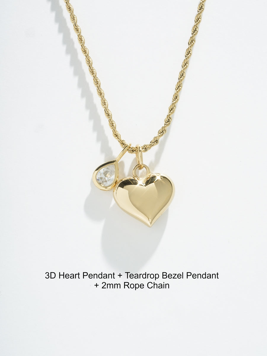 3d heart pendant necklace online
