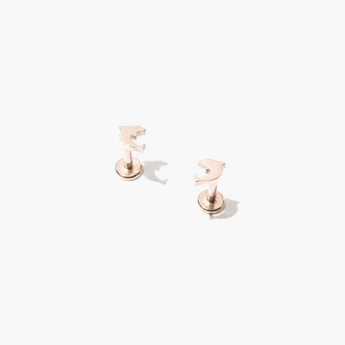 Dolphin Threaded Flat Back Studs (Pair) Gold / 6 mm