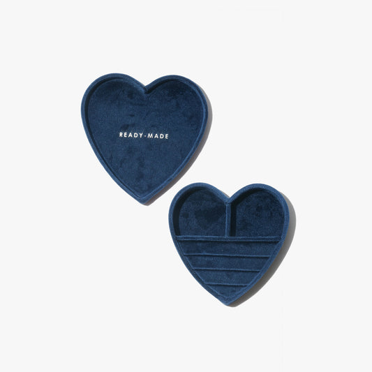 Heart Jewelry Box With Lid - Navy Blue