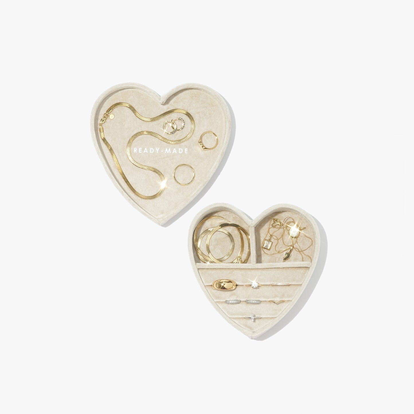 Heart Jewelry Box With Lid - Custard