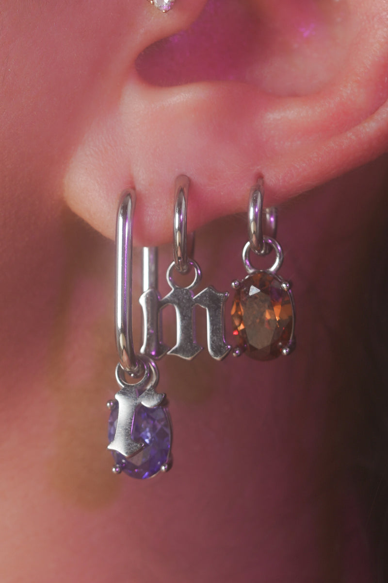 letter, number and stone stack, silver #pdp