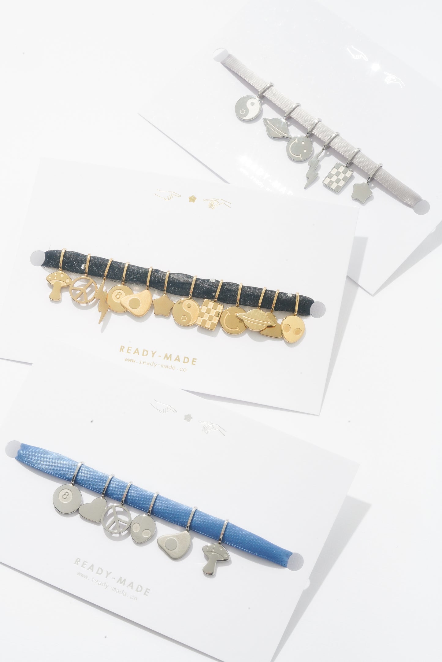 Ready-Made Get Charmed charms on ribbon