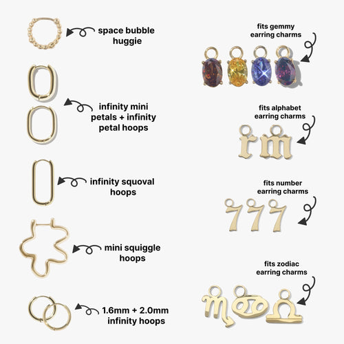 in the wild — earring variety 3, gold, silver