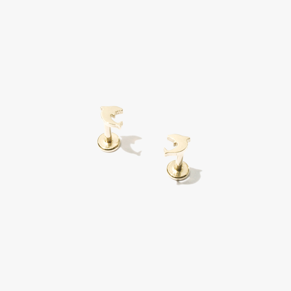 Dolphin Threaded Flat Back Studs (Pair) Gold / 6 mm