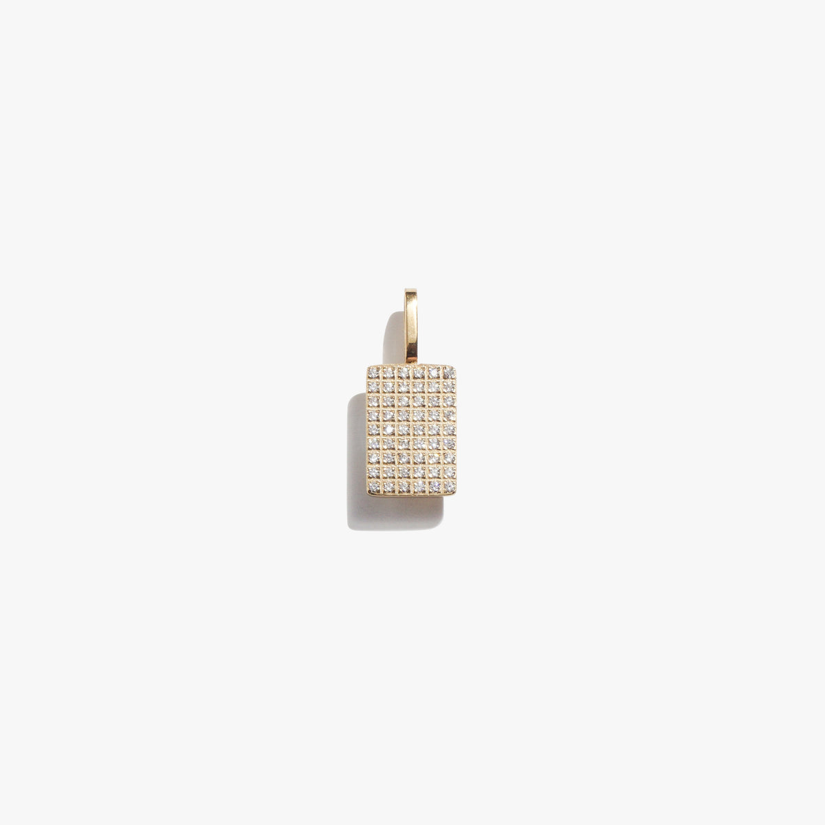 Pendant - White Diamante Rec Pendant - Gold